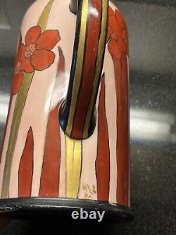 Antique Belleek Lenox Handle Tankard Stein Mug Daffodil Flower Art Deco Signed