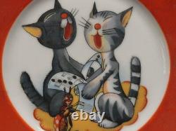 Antique Beyer & Bock c. 1920 Art Deco Cat Handle Cup & Dessert Plate