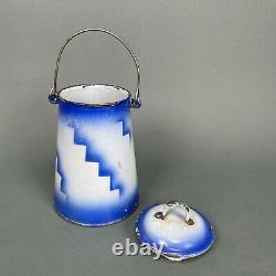 Antique Blue Cobalt Southwest or French Art Deco Enamelware Pot Milk Coffee Lid