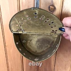 Antique Brass Bed Warmer with Iron Hand forged Handle Art Nouveau / Deco Dutch