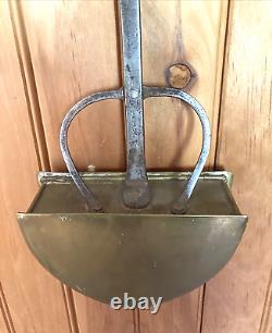 Antique Brass Bed Warmer with Iron Hand forged Handle Art Nouveau / Deco Dutch