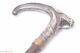 Antique Cane Walking Stick Serpent Cobra Art Deco Silver Handle Dog Leash Ring