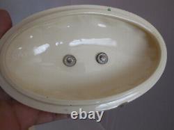 Antique Ceramic Art Deco Cookie Jar Biscuit Barrel Butterscotch Bakelite Handle