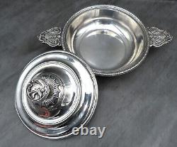 Antique Christofle Tureen Lidded Serving Bowl French Silver Plated Twin Handled