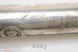 Antique Ebonised Cane Walking Stick 800 Silver Art Deco Handle 90cm, 35.3