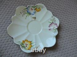 Antique Flower Paragon Butterfly Floral Handle Rare Collectible Cup Saucer