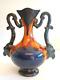 Antique French Henri Delcourt Art Deco Faience Pottery 2-handle Vase Signed 8 T