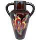 Antique French Henri Delcourt Art Deco Faience Pottery 2-handle Vase C. 1917-35