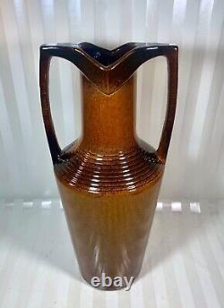 Antique Grecian Amphora Egyptian Revival Art Pottery Vase Brown Marked 4688P