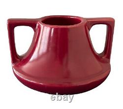 Antique HAEGER STANGLEVE Burgundy Double Handle Pottery Vase Art Deco Design