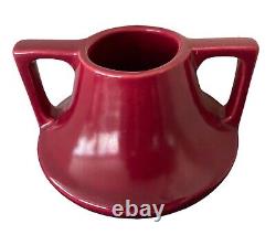 Antique HAEGER STANGLEVE Burgundy Double Handle Pottery Vase Art Deco Design