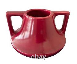 Antique HAEGER STANGLEVE Burgundy Double Handle Pottery Vase Art Deco Design