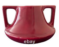 Antique HAEGER STANGLEVE Burgundy Double Handle Pottery Vase Art Deco Design