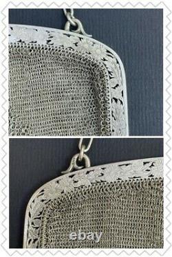Antique Hand Made Art Deco Victorian SILVER Filigree And Chain Bag Purse R3