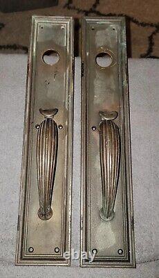 Antique Matching Pair Of Art Deco 18 Bronze Entry Door Thumb Latch 4lbs Each