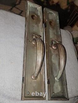 Antique Matching Pair Of Art Deco 18 Bronze Entry Door Thumb Latch 4lbs Each