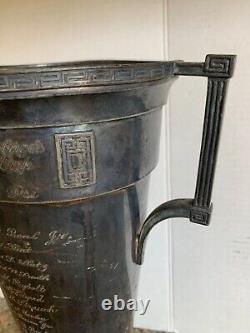 Antique PHI KAPPA PSI Fraternity Trophy Cup 2 Handle Vase Greek Art Deco VTG Urn