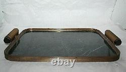 Antique Rare Formica Industries Co Art Deco Tray Marble Green Lucite Handles