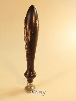 Antique Rococo Ornate Wax Seal Stamp Wood Handle French Art Deco Nouveau Style