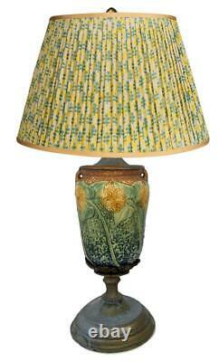Antique Roseville Pottery Sunflower 1930's Art Deco Table Lamp Handled Vase Pot
