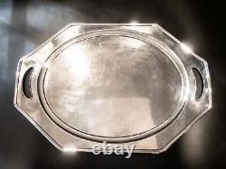 Antique Silver Plate Oval Octagon Serving Meriden Art Deco