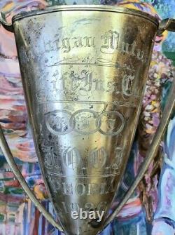 Antique Silver Plated Loving Cup HUGE Handled Trophy 1920s Silverplate Wallace