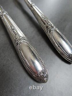 Antique Solid Silver Handled French Empire Salad Servers Serving Spoon Fork Set