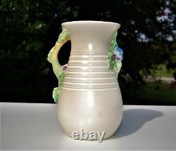 Antique Vintage Authentic Clarice Cliff Large Ribbed And Handled Flower Vase