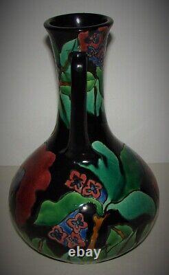 Antique Vintage Awaji Pottery Sanpei Kiln Japan Art Deco Handled Vase