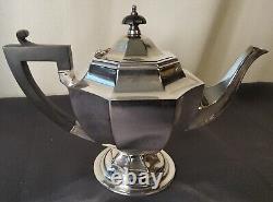 Antique Vintage Rare Art Deco Metal Teapot With Ebony Handle Excellent Cond