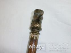 Antique Walking Stick Cane Goose Brass Handle Wooden Art Rare Old 19th