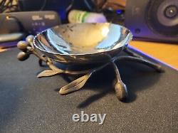 Aram Art Deco American Hand-Hammered Nickel & Bronze Branch Handle Serving Dish