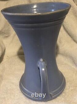 Art Deco 1940s McCoy Art Pottery Matte Blue Large 2 Handle Vase Rare To Find