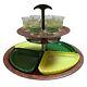 Art Deco 2-tiered Lazy Susan Chrome Appetizer And Cordial Server 6 Glasses