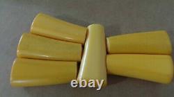 Art Deco Bakelite Catalin yellow white knife handles 243 gram