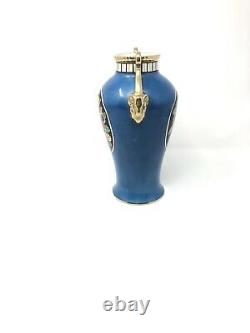 Art Deco Blue Floral And Gold Gilded Noritake Handled Vase Made In Japan