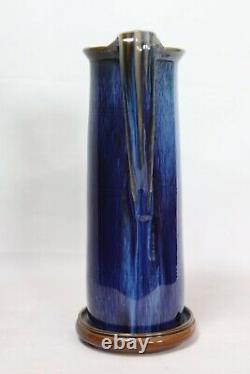 Art Deco Bourne Denby Danesby Ware Handled Blue Pitcher Vase 9.5