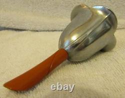 Art Deco Chase Chrome Floriform Dinner Bell with Butterscotch Bakelite Handle