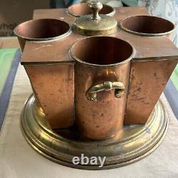 Art Deco Copper & Brass Wine Cooler Bucket 4 Bottle Ice Chiller