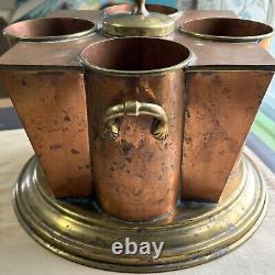 Art Deco Copper & Brass Wine Cooler Bucket 4 Bottle Ice Chiller
