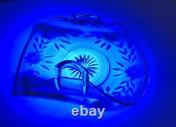 Art Deco Cut Glass Plate with Handles, Holding Flowers, or Paper Tovals