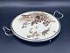 Art Deco Czech Gerbruder Mehner Porcelain Serving Tray Plated Metal Work C1920s