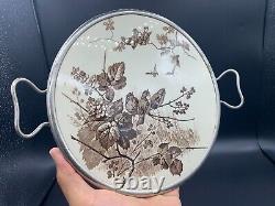 Art Deco Czech Gerbruder Mehner Porcelain Serving Tray Plated Metal Work c1920s