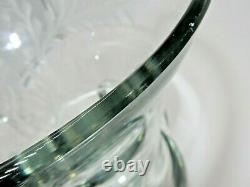 Art Deco Footed Glass Vase 11-1/8 Two Handle Engraved Etched Parrot Floral