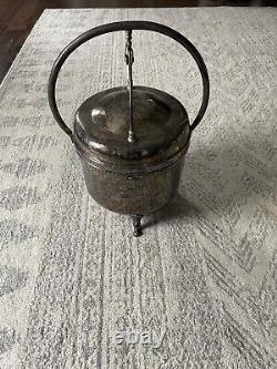 Art Deco Footed Ice Bucket Double Hinged Lid COMPLETE WITH ACCESSORIES