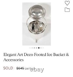 Art Deco Footed Ice Bucket Double Hinged Lid COMPLETE WITH ACCESSORIES