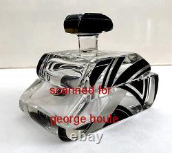 Art Deco Glass Container Black Enamel -frosted- Knob Handle