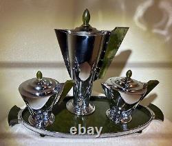 Art Deco Manning Bowman Coffee Set Chrome & Bakelite Original, Extremely Rare