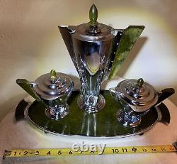 Art Deco Manning Bowman Coffee Set Chrome & Bakelite Original, Extremely Rare