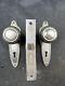 Art Deco Nickel Plated Brass Passage Set Knobs, Plates, Mortise